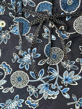 Anne Taylor Loft Navy and White Floral Print Cotton Summer Ready Skirt